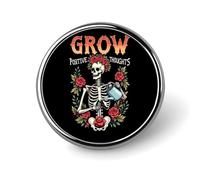 Grow Positive Thoughts A Round Badge Men Women Metal Bezel Pin Button Brooch Lapel Tie Pins for Suits Shirt Jacket Hat Costume Decorative
