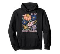Grow Positive Thoughts Boho Flowers Kindness Mental Health Pullover Hoodie