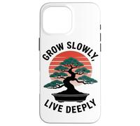Grow Slowly Live Deeply Bonsai Retro Sunset Forest Bathers Case for iPhone 16 Pro Max