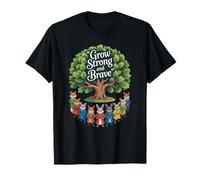 Grow Strong and Brave Woodland Animals Cute Inspirational T-Shirt