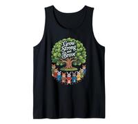 Grow Strong and Brave Woodland Animals Cute Inspirational Tank Top