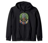 Grow Strong and Brave Woodland Animals Cute Inspirational Zip Hoodie