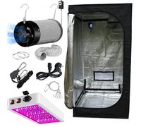 Grow Tent Kit, 60 x 60, 80 x 80 cm Complete Hydroponics Setup with LED Grow Light, Carbon Filter and Fan System (80 x 80 x 160 cm)