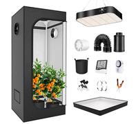 Grow Tent Kit with 200W Dimmable LED Lights, 600D Oxford Cloth, 4 Carbon Filter for Indoor Plants, Compact 40x40x120 cm Design, Perfect for Indoor Gardening.