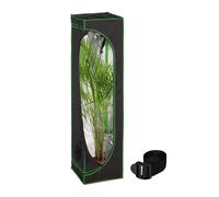 Relaxdays Grow Tent, Plant Cultivation, Reflective Inner Foil, Mini Greenhouse, HxWxD: 160 x 40 x 40 cm, Black/Green, Steel, Plastic, Polyester
