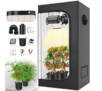 Grow Tent with LED Grow Light, 100W/200W Grow Box for Indoor Plants, 70x70x160cm, Perfect for Growing Flowers, Vegetables, Herbs, and Tomatoes