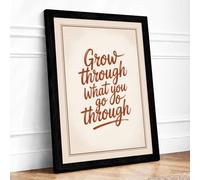 Grow Through What You Go Typography Framed Wall Art Print A1 (84.1×59.4cm) Black, Wall Decor for Living Room, Bedroom, Office & Home, Ready to Hang, Art Gift