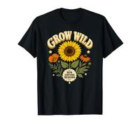 Grow Wild Retro Sunflower Wildflower Botanical Tee T-Shirt