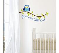 Grow Wise Little Owl Wall Sticker - Blue/green Removable Peel & Stick Vinyl Decal