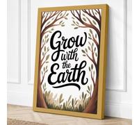 Grow with the Earth Botanical Canvas Wall Art Print 18x12 Inch (46 x 30 cm)