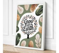 Grow with the Earth Botanical Canvas Wall Art Print 18x12 Inch (46 x 30 cm)