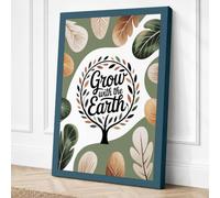 Grow with the Earth Botanical Canvas Wall Art Print 18x12 Inch (46 x 30 cm)