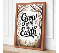 Grow with the Earth Botanical Canvas Wall Art Print 24x16 Inch (61 x 41 cm)
