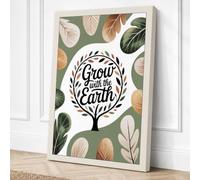 Grow with the Earth Botanical Canvas Wall Art Print 30x20 Inch (76 x 51 cm)