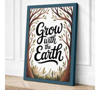 Grow with the Earth Botanical Canvas Wall Art Print 36x24 Inch (91 x 61 cm)