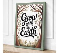 Grow with the Earth Botanical Canvas Wall Art Print 36x24 Inch (91 x 61 cm)