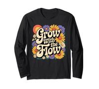 Grow with The Flow Retro Floral Positivity Growth Mindset Long Sleeve T-Shirt
