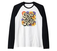 Grow with The Flow Retro Floral Positivity Growth Mindset Raglan Baseball Tee