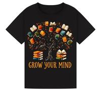 Grow Your Mind Book Tree T-Shirt - Reading Lover Shirt for Kids, Girls, Boys, Men & Women - World Book Day Graphic Tee Gift idea Black L
