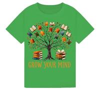 Grow Your Mind Book Tree T-Shirt - Reading Lover Shirt for Kids, Girls, Boys, Men & Women - World Book Day Graphic Tee Gift idea Kelly Green 7-8Y