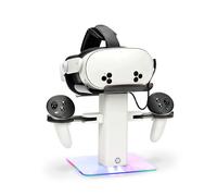 Growalleter Charging Station Dock for MetaQuest 3S/3/2/Pro Accessories, LED RGB Light Vertical VR Charging Stand and Controller Holder - Only Charge for MetaQuest Headset (White)