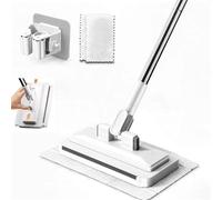 Growalleter Hands-Free Flat Mop with Mop Clip and 2 Absorbent Cloths, One-Click Cloth Change & 360° Swivel Head, Wet Dry Multi-Purpose Mop for Floors, Walls, Mirrors, Tight Gaps, Built-In Squeegee