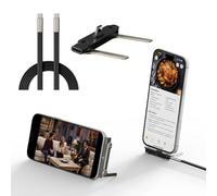 Growalleter Invisible Holder Charger Cable with Stand, 240W Multi Charging Cable 4 in 1 Fast Charge, USB C Cord with Foldable Holder for Phone Laptop, Liquid Silicone Flat Wire 1.5m (BK,2-in-1)