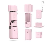 Growalleter Silicone Protective Cover for DJI Osmo Pocket 4, Full Set with Lens Cap & Screen Protector, Washable Solf Silicone Skin-Friendly Case, Anti-Slip Grip with Anti-Loss Strap (Pink)