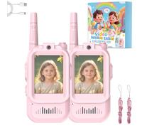 Growalleter Video Walkie Talkies for Kids, 2 Pack Rechargeable Walkie Talkies with Camera Screen Display & Voice Changer, Outdoor Toys Garden Games, Birthday Gifts for Boys Girls Ages 3-12 (PK+PK)