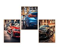 GrowArt - Unique set of 3 posters with BMW cars in A3 format without frame | High quality photo print | Exceptional wall art for car lovers | Designs only available from us |