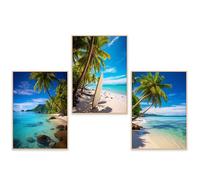 GrowArt - Unique set of 3 posters with paradise beaches in A3 format without frame | high quality photo print | exceptional wall decoration for beach lovers | motifs only available from us |