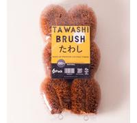 GrowByCoco Pack of 6 Tawashi 100% Natural Coconut Coir Fiber Brush, Ideal for Vegetable and Fruit Scrub, Kitchen Cleaning Needs, Kamenoko Japanese Design