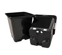 Growcery Heavy Duty Square Plastic Plant Pots - Extra Thick Sturdy Black Nursery Containers for Indoor Outdoor Gardening, Available in 0.5L, 1L, 2L, 3.5L, 5L, 6.5L, 7L, 11L, 14L, 18L & 25L (5, 0.5L)
