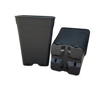 Growcery Heavy Duty Square Plastic Plant Pots - Extra Thick Sturdy Black Nursery Containers for Indoor Outdoor Gardening, Available in 0.5L, 1L, 2L, 3.5L, 5L, 6.5L, 7L, 11L, 14L, 18L & 25L (5, 1L)