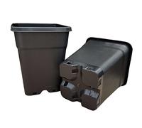 Growcery Heavy Duty Square Plastic Plant Pots - Extra Thick Sturdy Black Nursery Containers for Indoor Outdoor Gardening, Available in 0.5L, 1L, 2L, 3.5L, 5L, 6.5L, 7L, 11L, 14L, 18L & 25L (5, 11L)