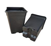 Growcery Heavy Duty Square Plastic Plant Pots - Extra Thick Sturdy Black Nursery Containers for Indoor Outdoor Gardening, Available in 0.5L, 1L, 2L, 3.5L, 5L, 6.5L, 7L, 11L, 14L, 18L & 25L (5, 3.5L)