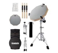 GrowDaily Drum Practice Pad Snare Drum Stand Set 12 In With Double Sided Silent Drum Pad,Drum Dampeners Gel, Drum sticks,Carrying Bag Adjustable Stand(Fits 10''-14'' Drums)