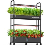 Growell 60-Pod Hydroponics Growing System, Large Vertical Hydroponic Garden with Smart Full-Spectrum Grow Lights, Auto Circulating Water, Mobile Indoor Gardening System for Herbs, Vegetables & Fruits