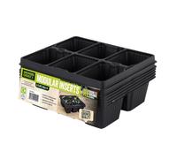Growers Choice Modular Insert Seed Trays, 6 Cell Tray, 21 cm, Black Plastic, Pack of 12