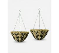 Growers Own Blenheim 12" Round Hanging Planter Baskets. Decorative Outdoor Planters for Trailing Flowers, Plants & Vines. Durable Watergrass & Corn Rope. Easy to Use & Low Maintenance (Twin Pack)