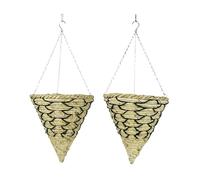 Growers Own Burghley 12" Cone Hanging Planter Baskets. Outdoor Cone Hanging Baskets for Trailing Flowers, Plants & Vines. Durable Watergrass & Corn Rope. Easy to Use & Low Maintenance (Twin Pack)