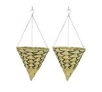 Growers Own Burghley 14" Cone Hanging Planter Baskets. Large Decorative Outdoor Cone Hanging Baskets for Trailing Flowers, Plants & Vines. Durable Watergrass & Corn Rope. Easy to Use (Twin Pack)