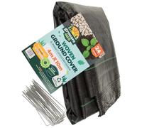 Growers Own Woven Ground Cover & Weed Control Membrane - 4m x 10m Heavy Duty & UV Stabilised Permeable Weed Barrier Fabric for Garden, Greenhouse, Mulching & More. 8 Ground Pegs Included. 1 Pack
