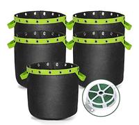 Growerz 5 pack 14L LST Fabric Grow Bags - 5 Pack for Low-Stress Training (LST), Heavy-Duty Plant Pots with Handles + 30m Twist Tie, Reusable for Indoor Outdoor Gardening