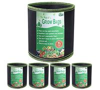 Growerz 5 Pack 4 Litre Grow Bags Heavy Duty Non Woven Fabric Pots Garden Plant Growing Bags For Planting Vegetables Potato Tomato carrot.…