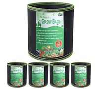 Growerz 5 pack 7L (DIA20.3 x H22cm) Fabric Grow Potz - Durable Non-Woven PET Plant Container for Air Pruning, Root Health & Drainage - Reusable Pot for Indoor/Outdoor Gardening