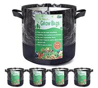 Growerz® WetLockz 5 pack 20 Litre 28 x Ø30.5cm Heavy-Duty Fabric Grow Bags - 5 Pack | Selective Moisture Retention Layer | Breathable, Reusable Non-Woven Material | Reinforced Handles Easy Lifting