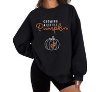 Growing A Little Pumpkin Sweatshirt & Hoodie Cute Fall Pumpkin Graphic Halloween Pregnancy Sweater Black