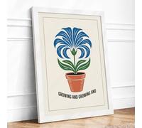Growing and Growing Botanical Framed Wall Art Print A3 (42×29.7cm) White, Wall Decor for Living Room, Bedroom, Office & Home, Ready to Hang, Art Gift