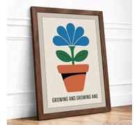 Growing and Growing Mid-Century Framed Wall Art Print A1 (84.1×59.4cm) Walnut, Wall Decor for Living Room, Bedroom, Office & Home, Ready to Hang, Art Gift